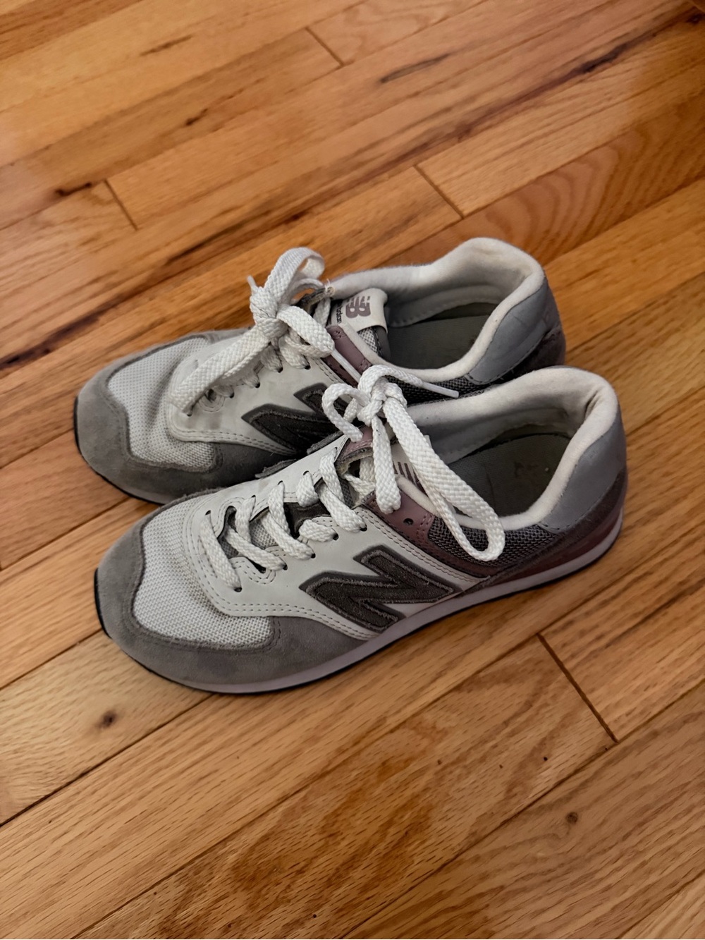 New Balance 574 White and Gray Casual Lace-Up Sneakers